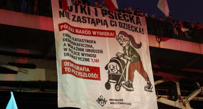 PAP - Jeden z plakatów podczas Marszu Niepodległości 2025