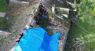 Gigantyczne drzewo runęło na dom. Budynek niemal przecięty na pół